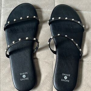 Shade & Shore Black Studded Sandals Slip-On